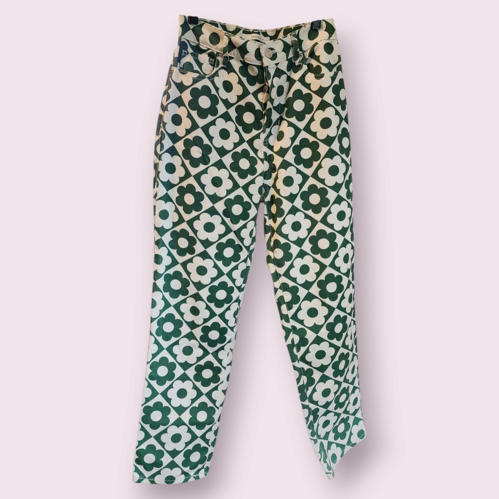 PacSun Green and White Geometric Pants
